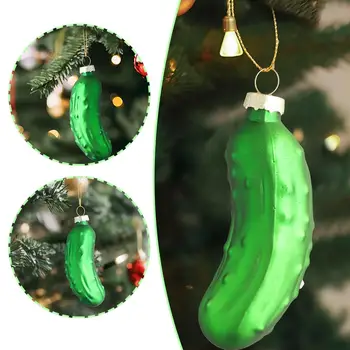 Noel Cam Salatalık Süslemeleri Noel Ağacı Kolye Ev İç Yapay Kapı Askısı Yeşil Tatil Parti Malzemeleri