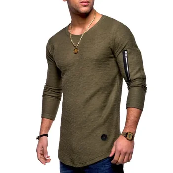 A2755 yeni T-shirt erkek ilkbahar ve yazlık t - shirt üst erkek uzun kollu pamuklu tişört vücut geliştirme katlanır erkekler