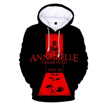 Annabelle 3D Baskı Hoodies Erkekler Kazak Harajuku Hoody Eşofman 3D Baskı Korku Filmi Annabelle Hoodie Streetwear Giyim