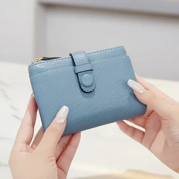 Yeni Basit Çanta Çanta Kadın Düz Renk Yumuşak Deri Kısa Çanta Kadın Basit kart çantası Çok fonksiyonlu