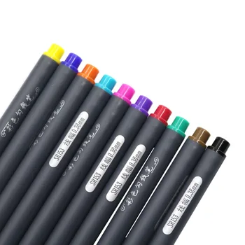 10 Adet / takım Renkli Jel kalem Kanca Hattı Kalem İnme 0.38 mm Fiber Ucu Su Renk Fırça Fineliner Boyama Çizim Okul Malzemeleri