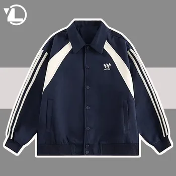Erkek Casual kolej ceketi Kadın Spor Patchwork Şerit Ceket Unisex Bombacı Dış Giyim İlkbahar Sonbahar Yüksek Sokak üniversite ceketleri