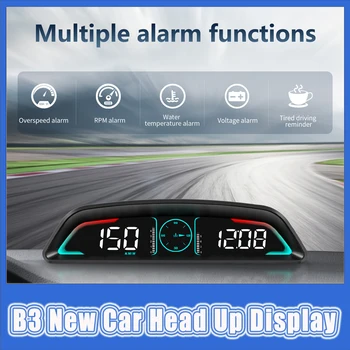 Çok fonksiyonlu OBD Metre B3 Araba Head Up Ekran Kilometre Takometre Voltmetre Aşırı Hız Alarmı ile Yakıt Tüketimi Alarmı