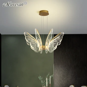 Yeni Kelebek LED Avize Modern Yaratıcı Sanat yemek masası Oturma Odası Yatak Odası Otel Ev Dekor Demir akrilik sarkıt Lamba