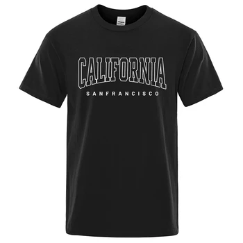 Sanfrancisco, Kaliforniya ABD Şehir Mektup T Shirt Erkek Moda Tee Giyim Pamuk Yaz Casual Tops Hip Hop Gevşek pamuklu tişört