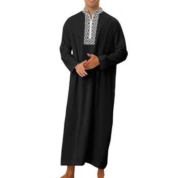 Erkek Müslüman Gömlek Uzun Gömlek Arabistan Bluzlar Casual Tops Uzun Kollu Cep Gevşek Elbise Ekose Baskı Açık Erkek Chemise