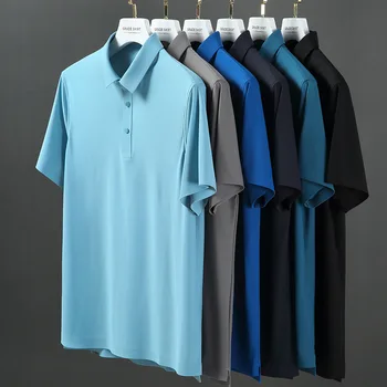 Erkekler Polo Gömlek kısa kollu yüksek elastik demir ücretsiz dikey anlamda erkek T-shirt yaka üst